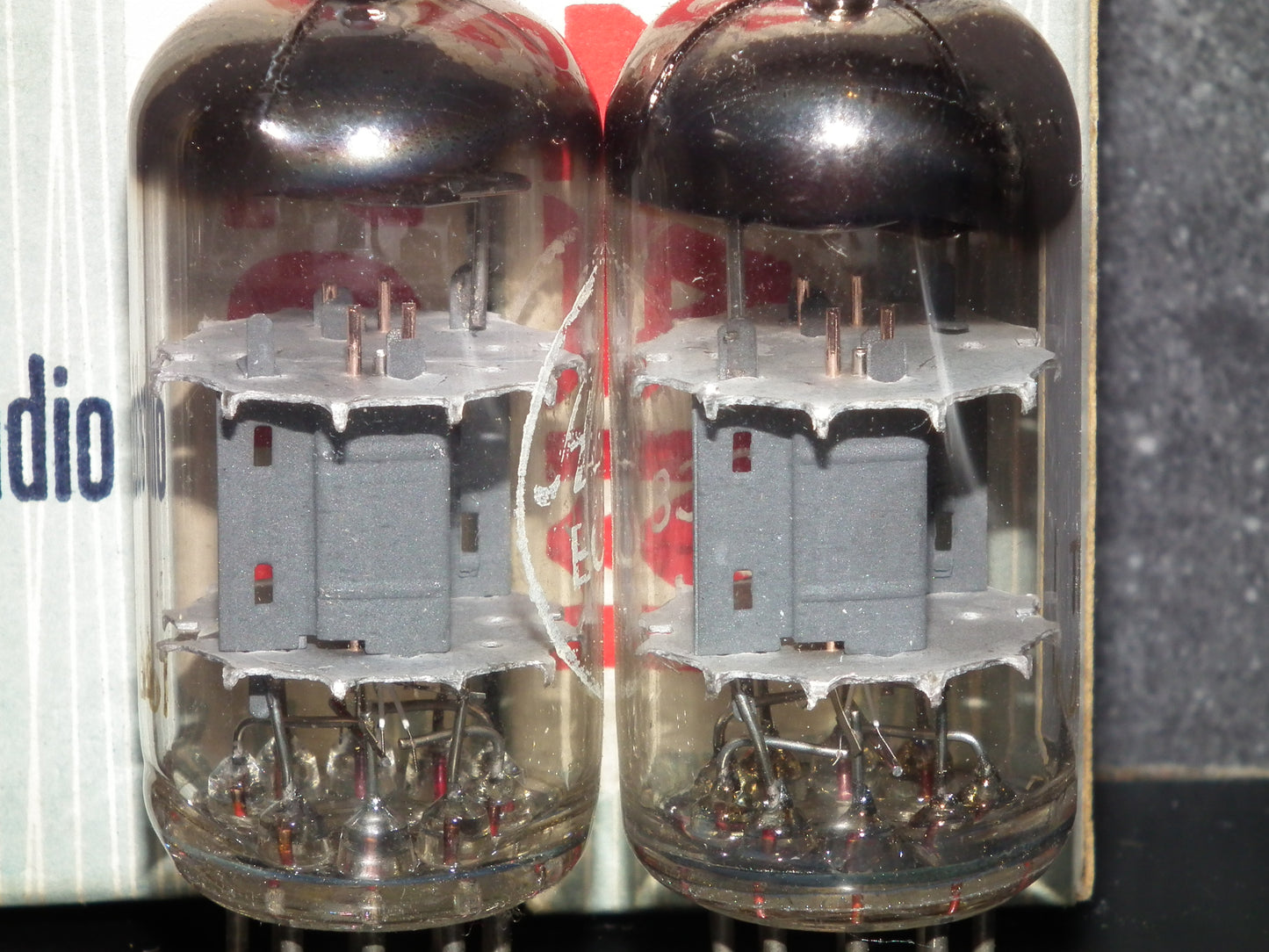 ECC81 12AT7 ADZAM Philips Holland Flat Foil Crossbar D Getter Matched Pair