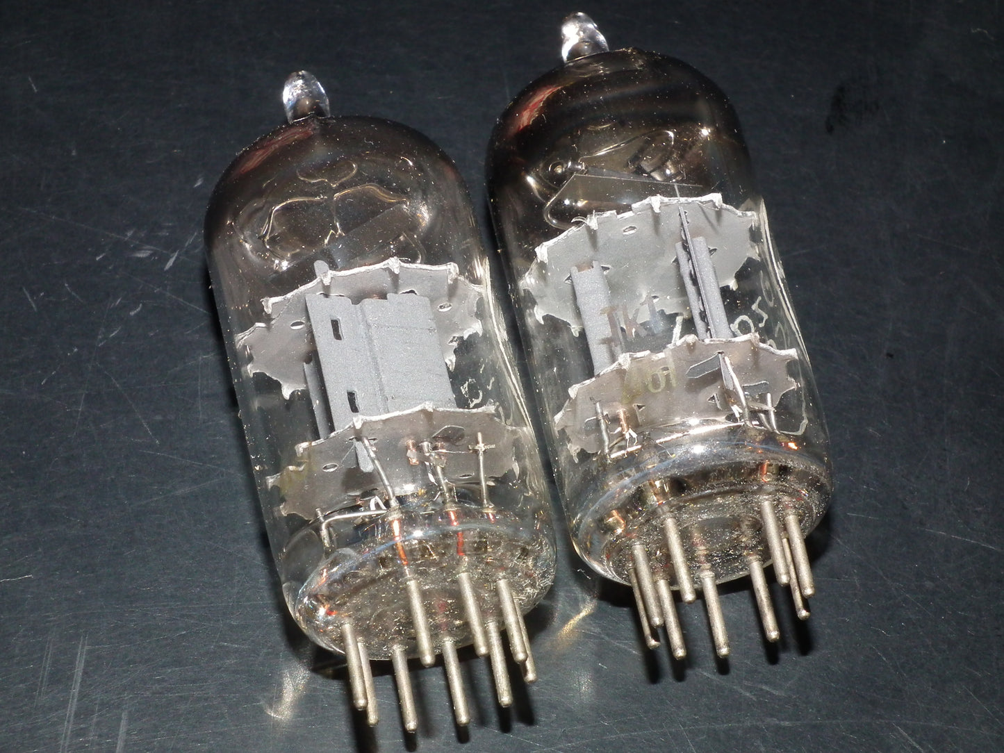 ECC81 12AT7 ADZAM Philips Holland Flat Foil Crossbar D Getter Matched Pair
