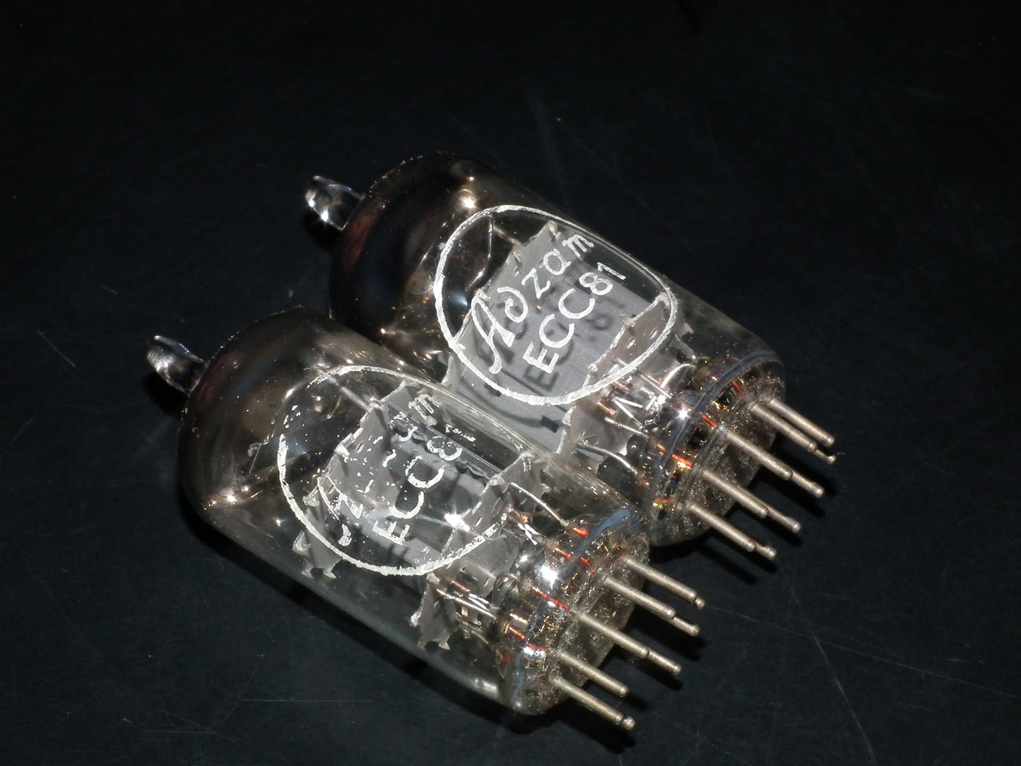 ECC81 12AT7 ADZAM Philips Holland Flat Foil Crossbar D Getter Matched Pair