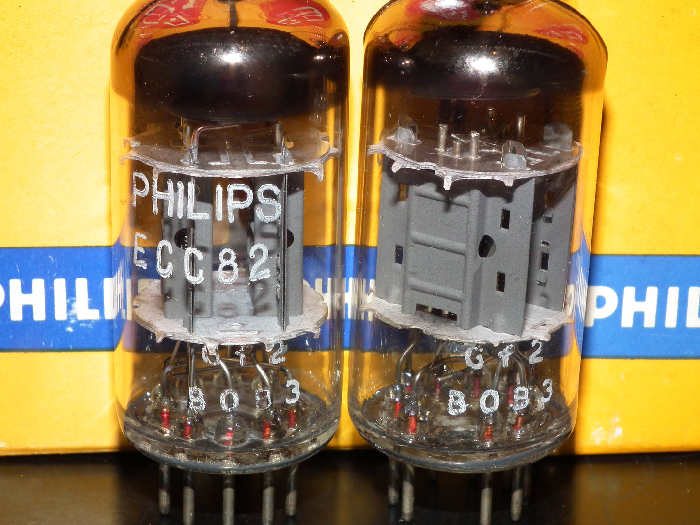 Platinum Matched Pair ECC82 12AU7 Mullard Blackburn 1960 NOS NIB