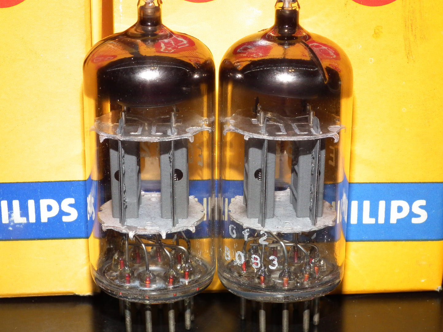 Platinum Matched Pair ECC82 12AU7 Mullard Blackburn 1960 NOS NIB