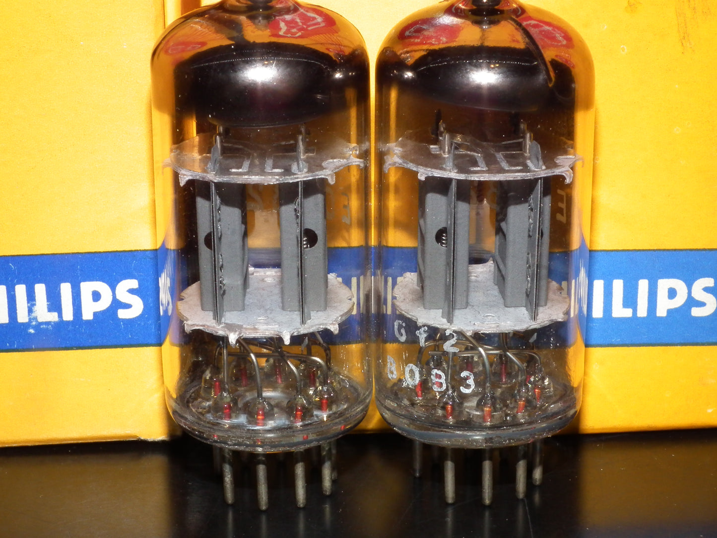 Platinum Matched Pair ECC82 12AU7 Mullard Blackburn 1960 NOS NIB