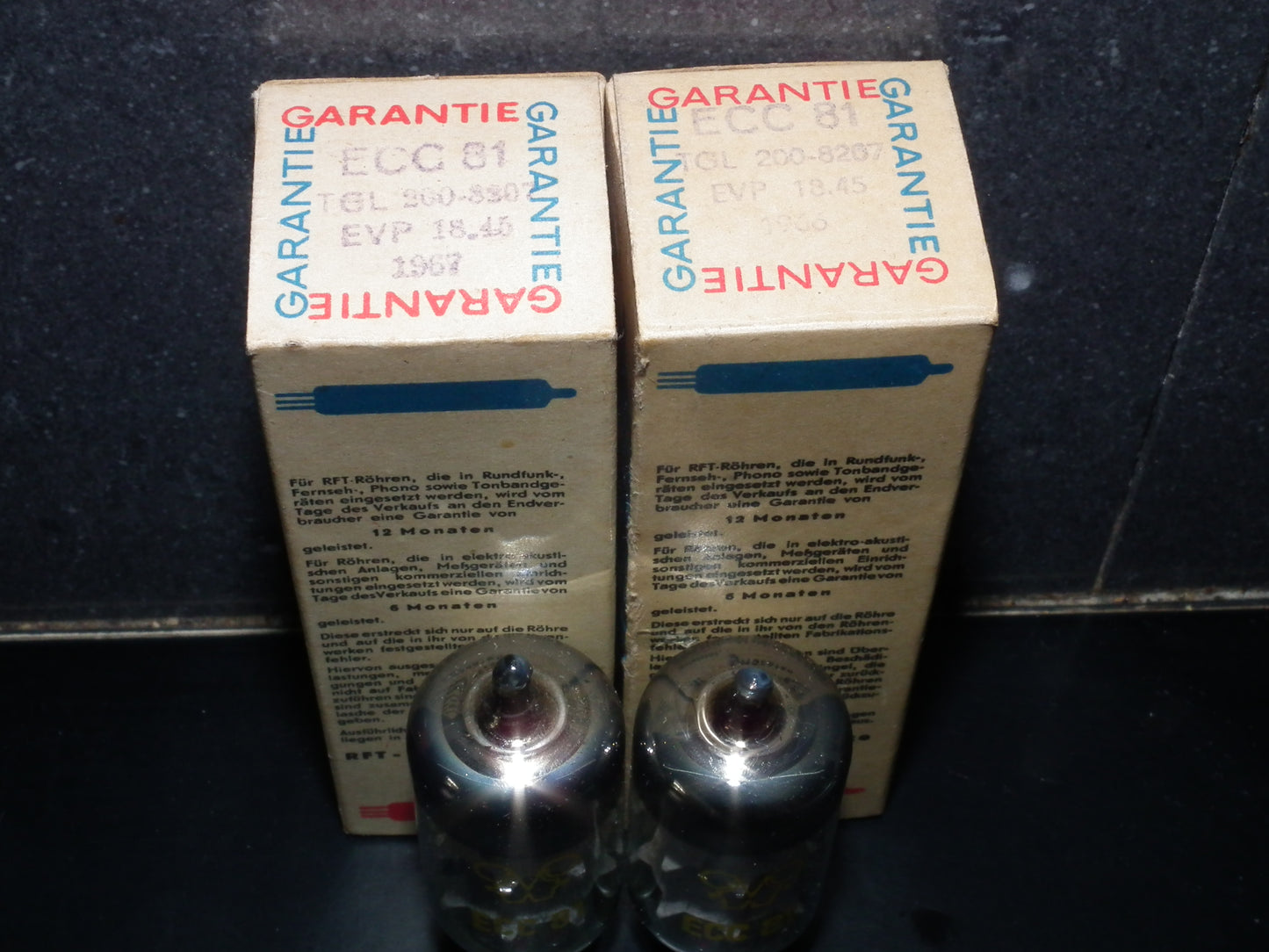 ECC82 12AU7 RFT Germany NOS NIB Platinum Matched Pair early 60s