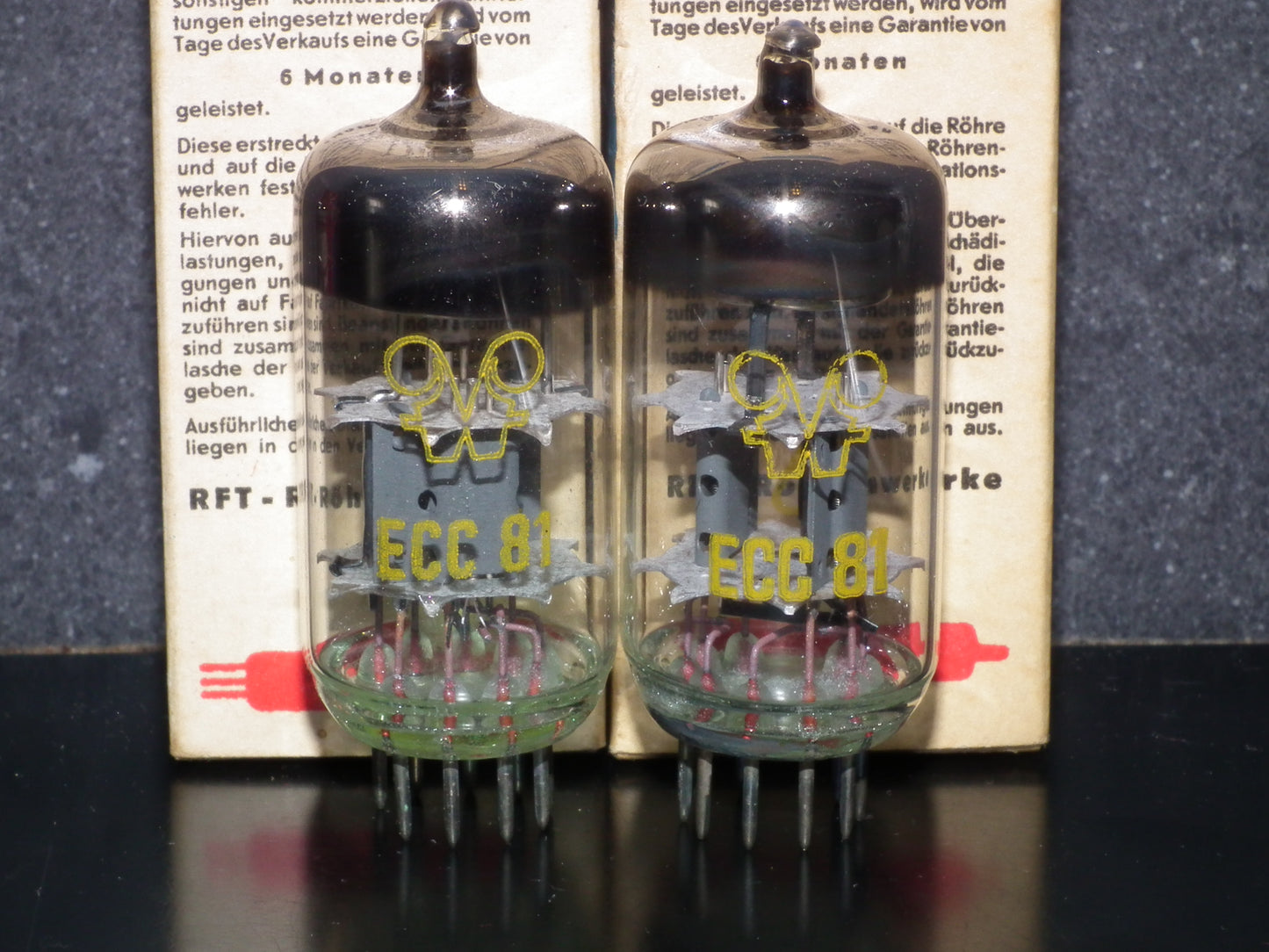 ECC82 12AU7 RFT Germany NOS NIB Platinum Matched Pair early 60s