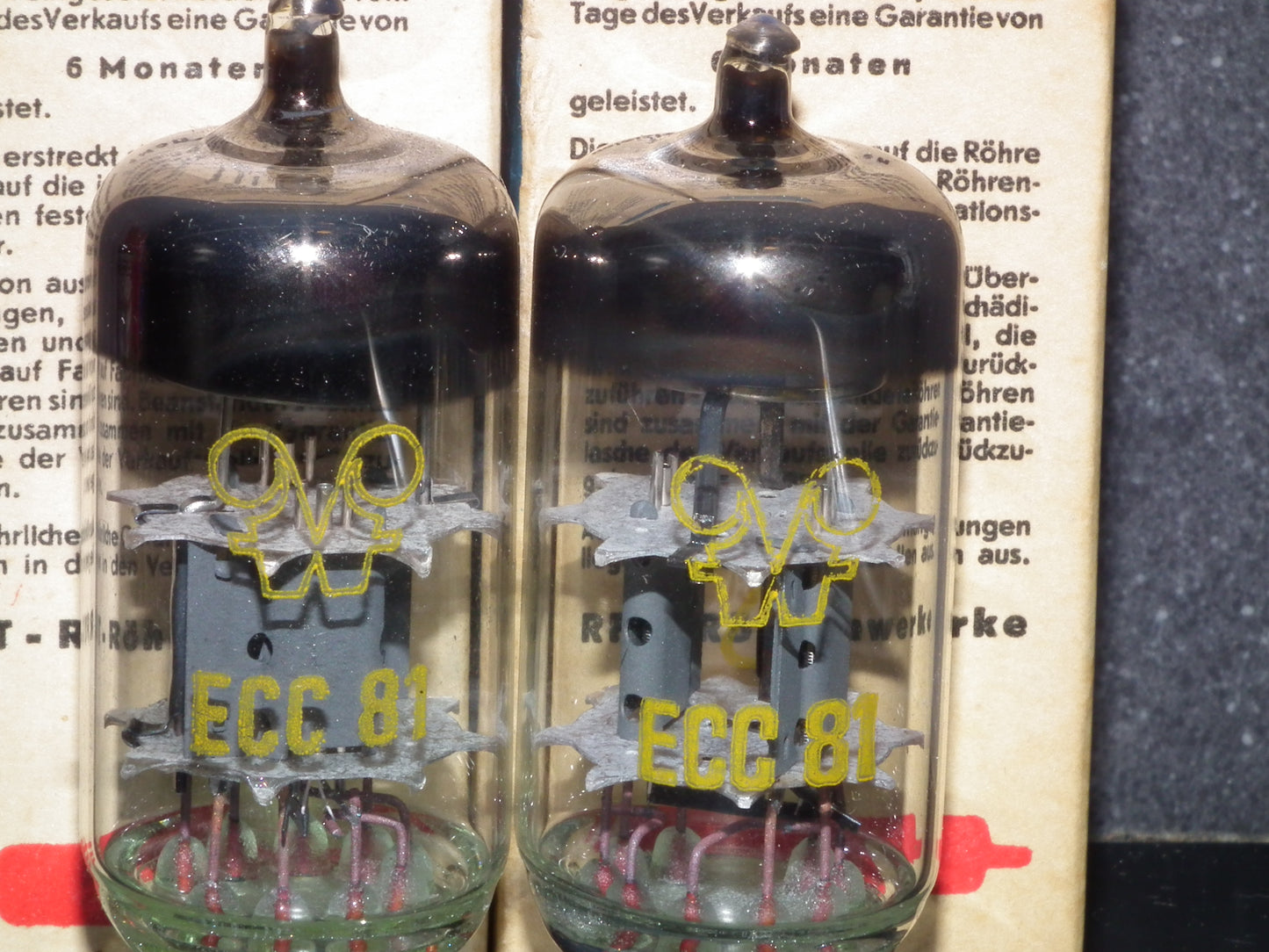 ECC82 12AU7 RFT Germany NOS NIB Platinum Matched Pair early 60s