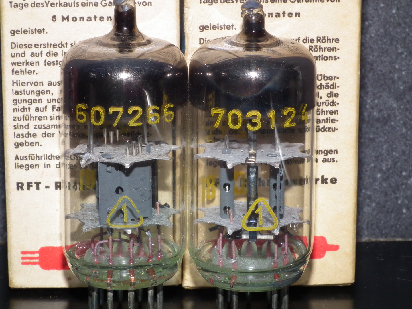 ECC82 12AU7 RFT Germany NOS NIB Platinum Matched Pair early 60s