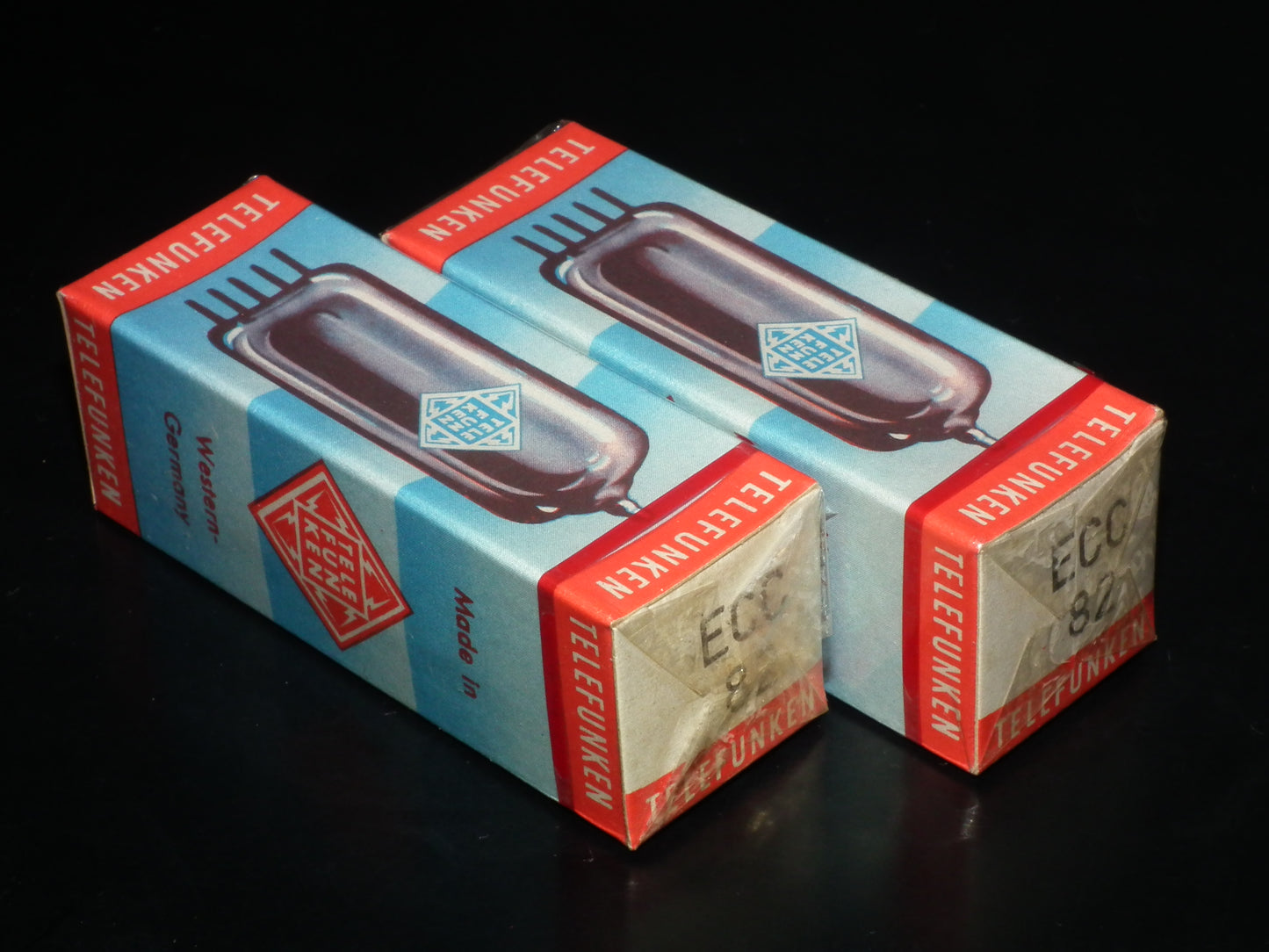 Two (2 pc) ECC82 Telefunken 12AU7 NOS Sealed Original Box West Germany