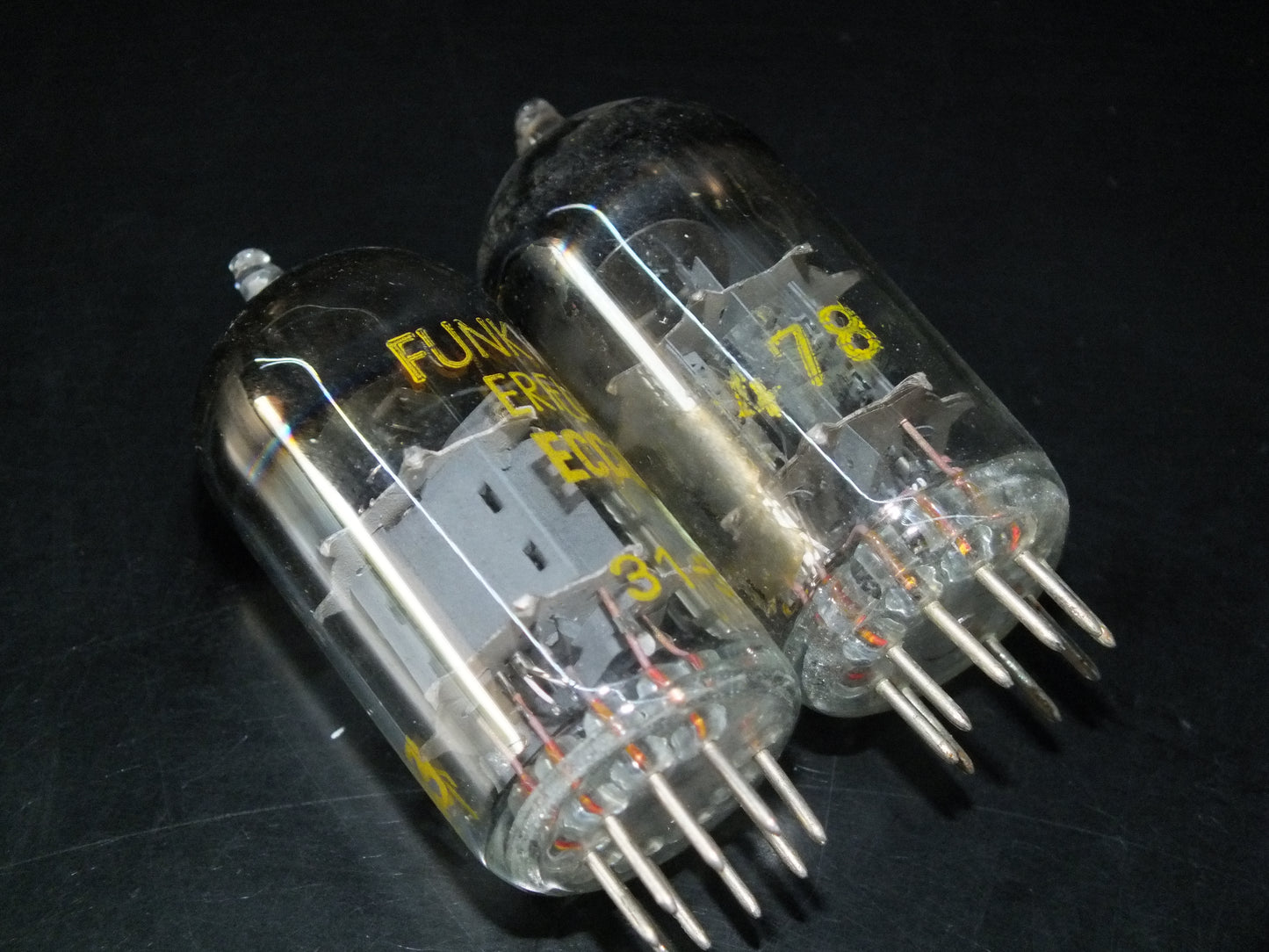 Matched pair ECC85 RFT RARE FOIL Getter, mid 50s