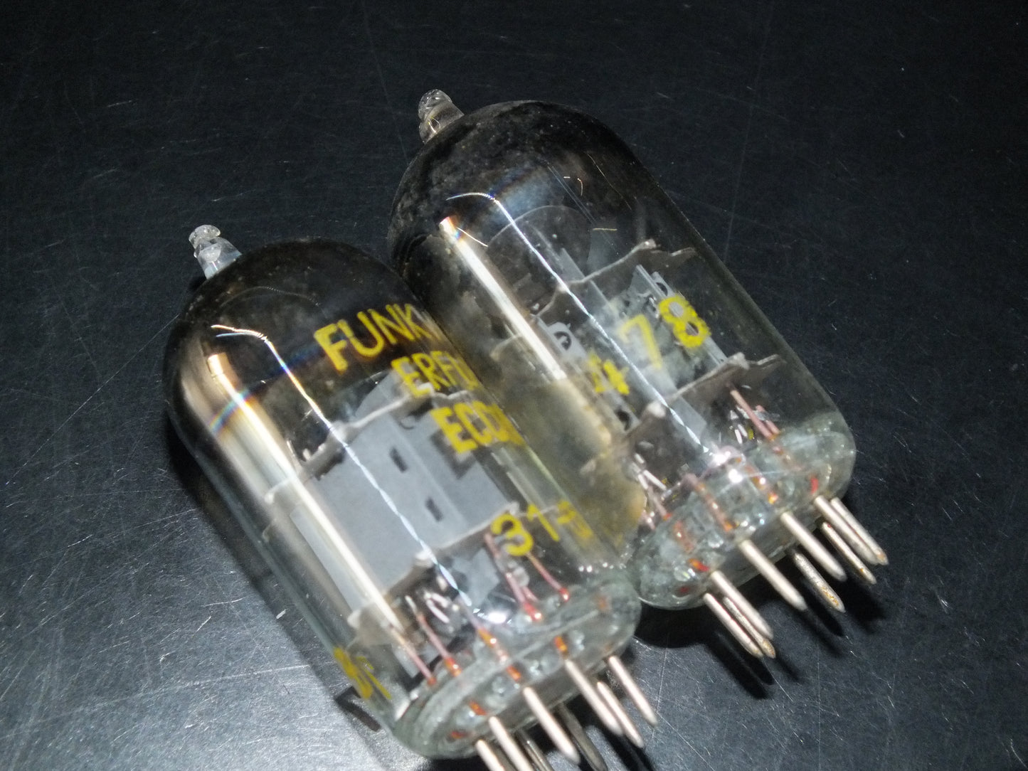 Matched pair ECC85 RFT RARE FOIL Getter, mid 50s