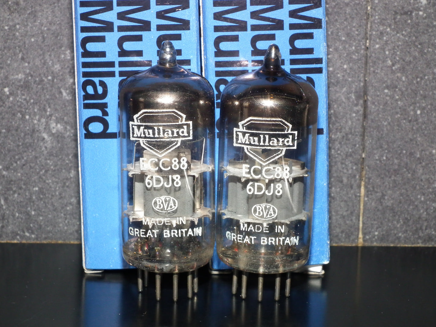 Platinum Matched Pair ECC88 Mullard Blackburn 6DJ8 NOS 1967
