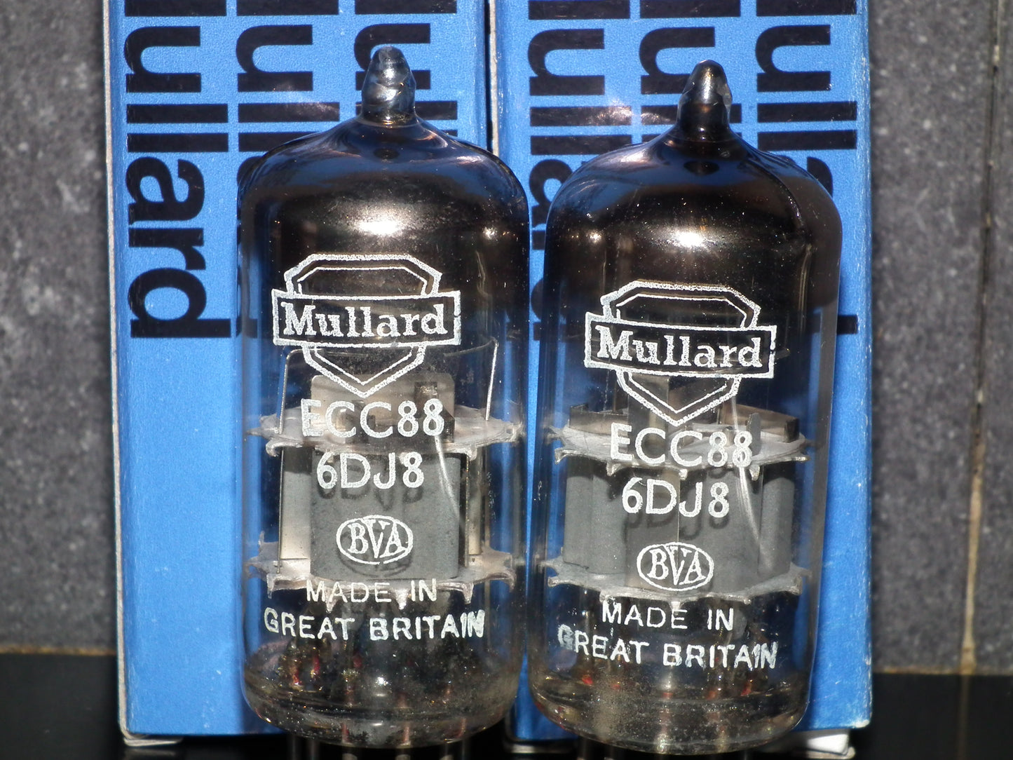Platinum Matched Pair ECC88 Mullard Blackburn 6DJ8 NOS 1967