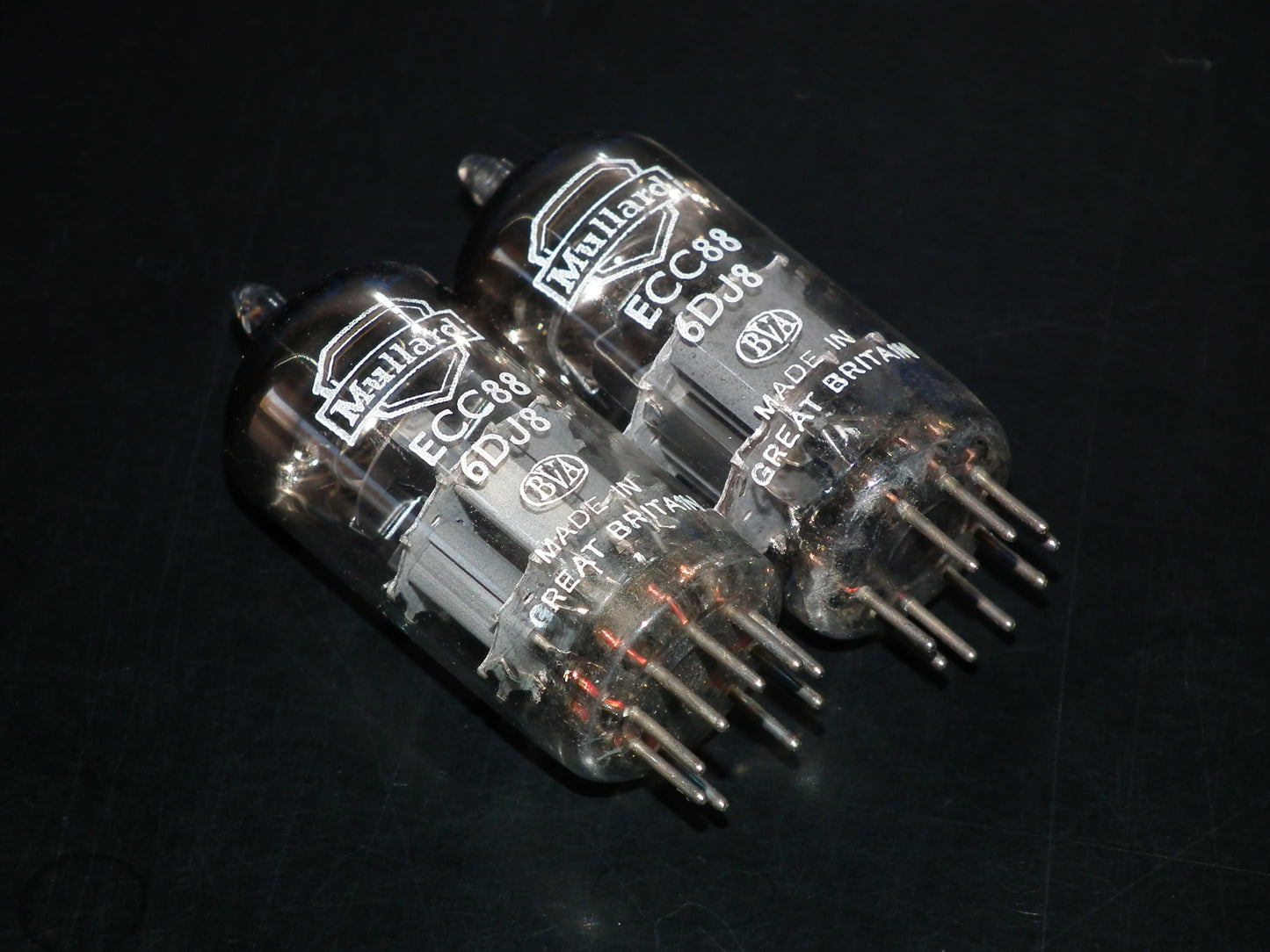 Platinum Matched Pair ECC88 Mullard Blackburn 6DJ8 NOS 1967