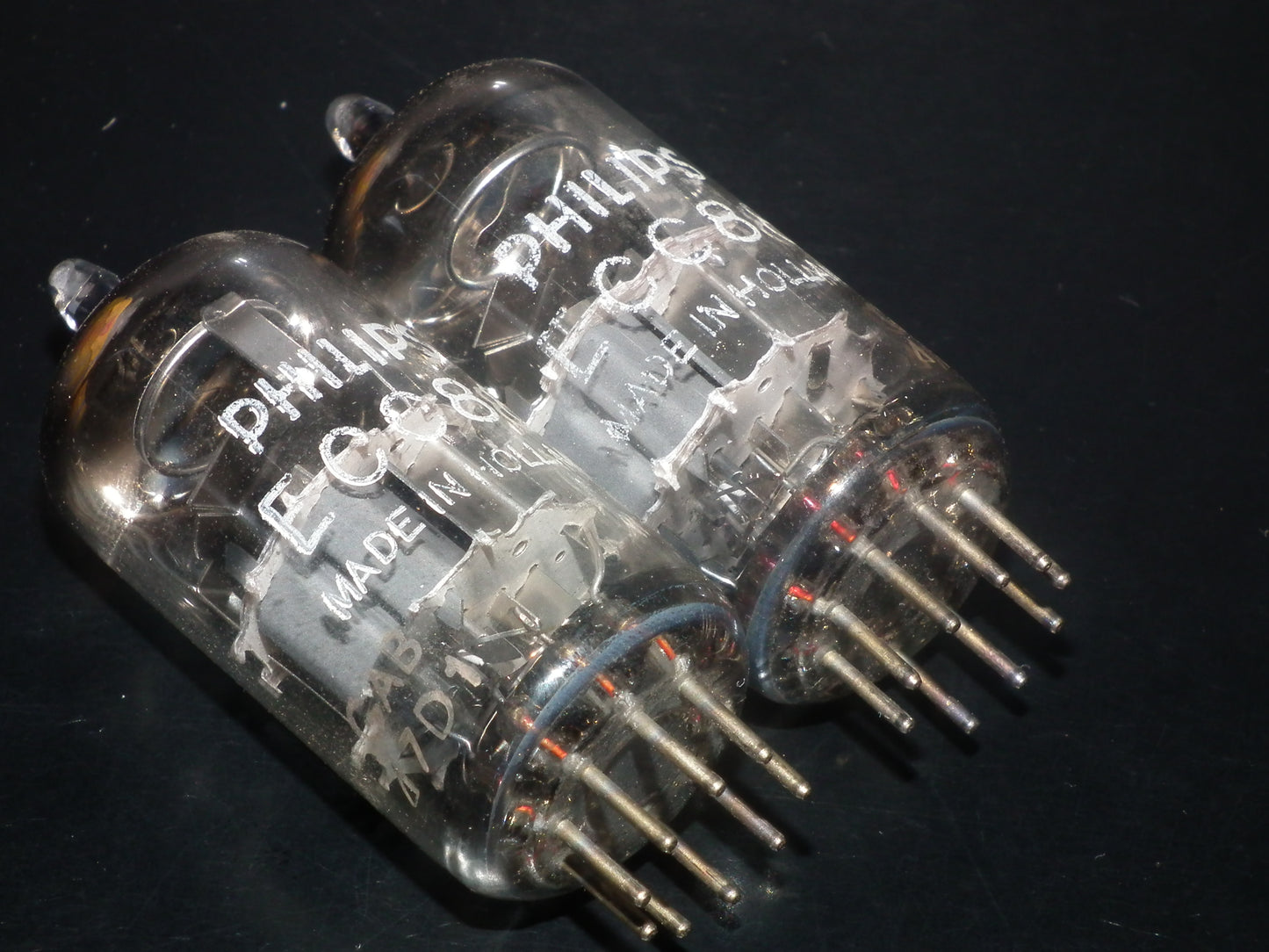 ECC88 6DJ8 Philips Holland Platinum Matched Pair Dual Stage NOS