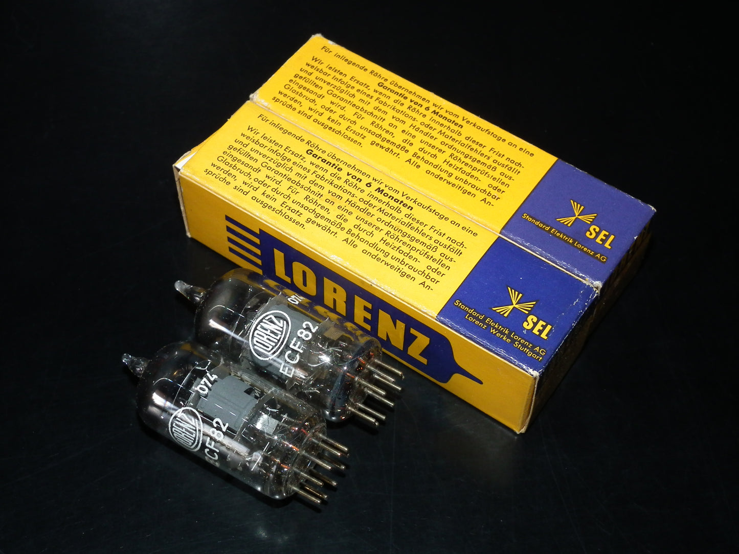 ECF82 Lorenz 6GH8A 6U8 Platinum matched pair NOS NIB Dual Stage Getter Germany