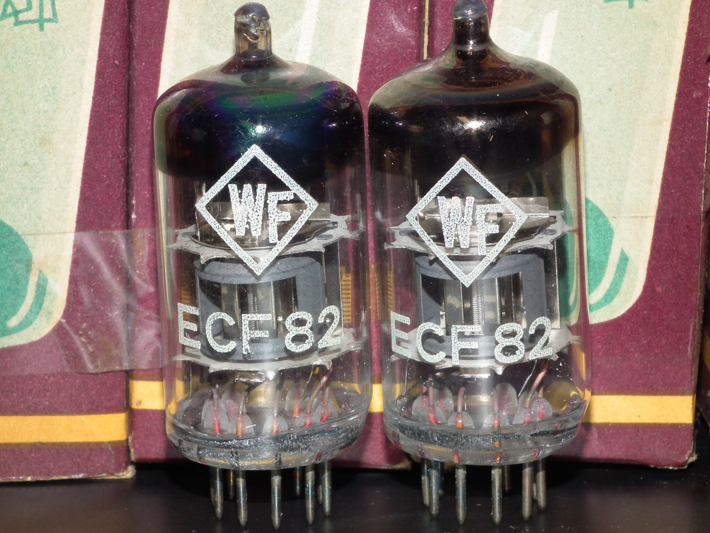 ECF82 RFT 6GH8A 6U8 Platinum matched pair NOS RARE FOIL GETTER