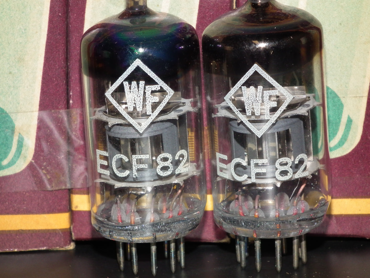 ECF82 RFT 6GH8A 6U8 Platinum matched pair NOS RARE FOIL GETTER