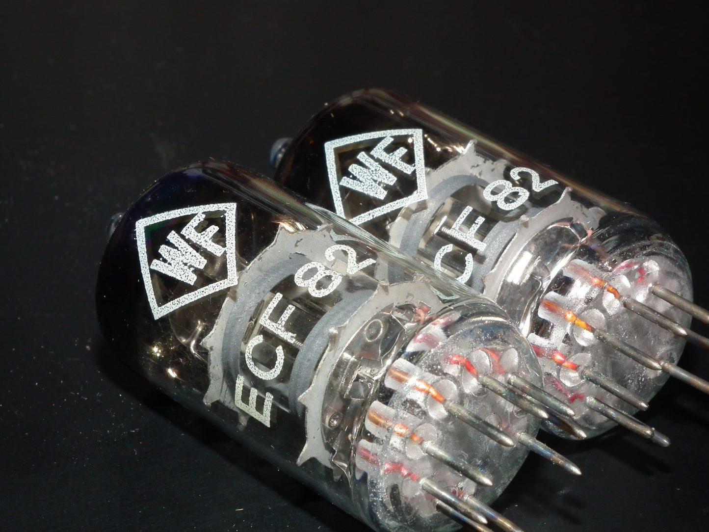 ECF82 RFT 6GH8A 6U8 Platinum matched pair NOS RARE FOIL GETTER