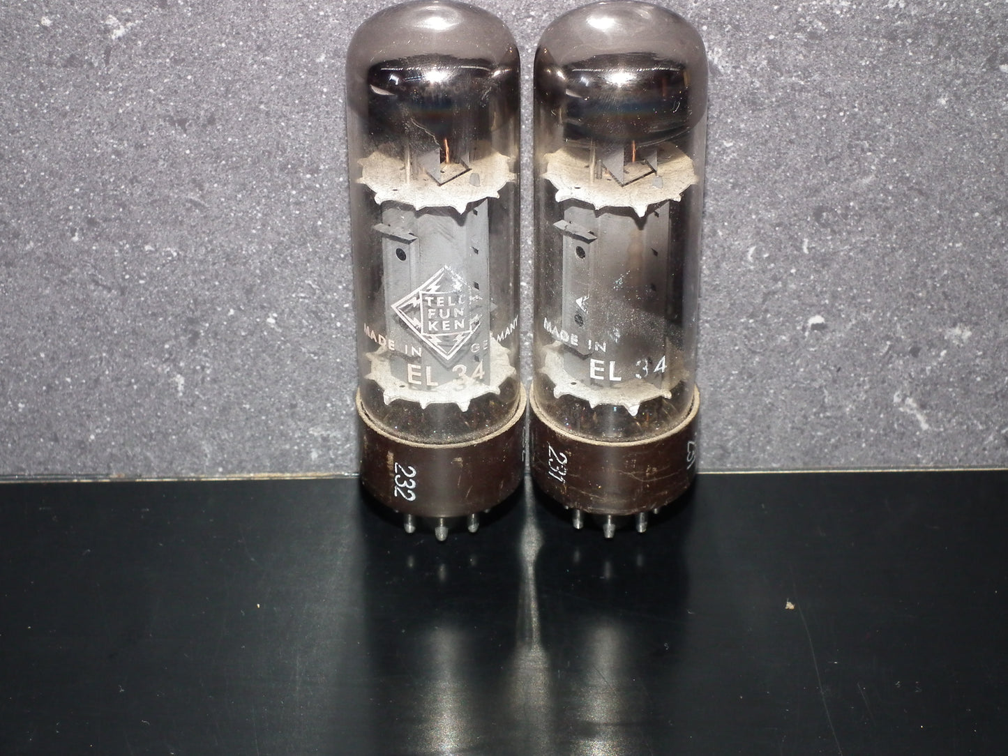 EL34 Telefunken OO Getter Brown Base Matched Pair Ulm West Germany
