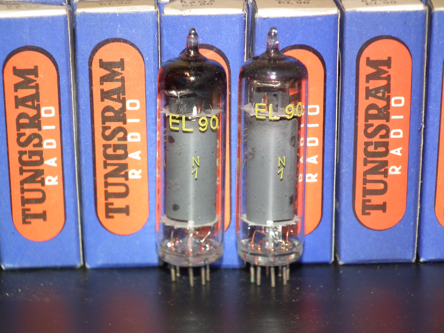 Platinum Matched Pair 6AQ5 Tungsram EL90 NOS NIB RARE Thick Ring Getter