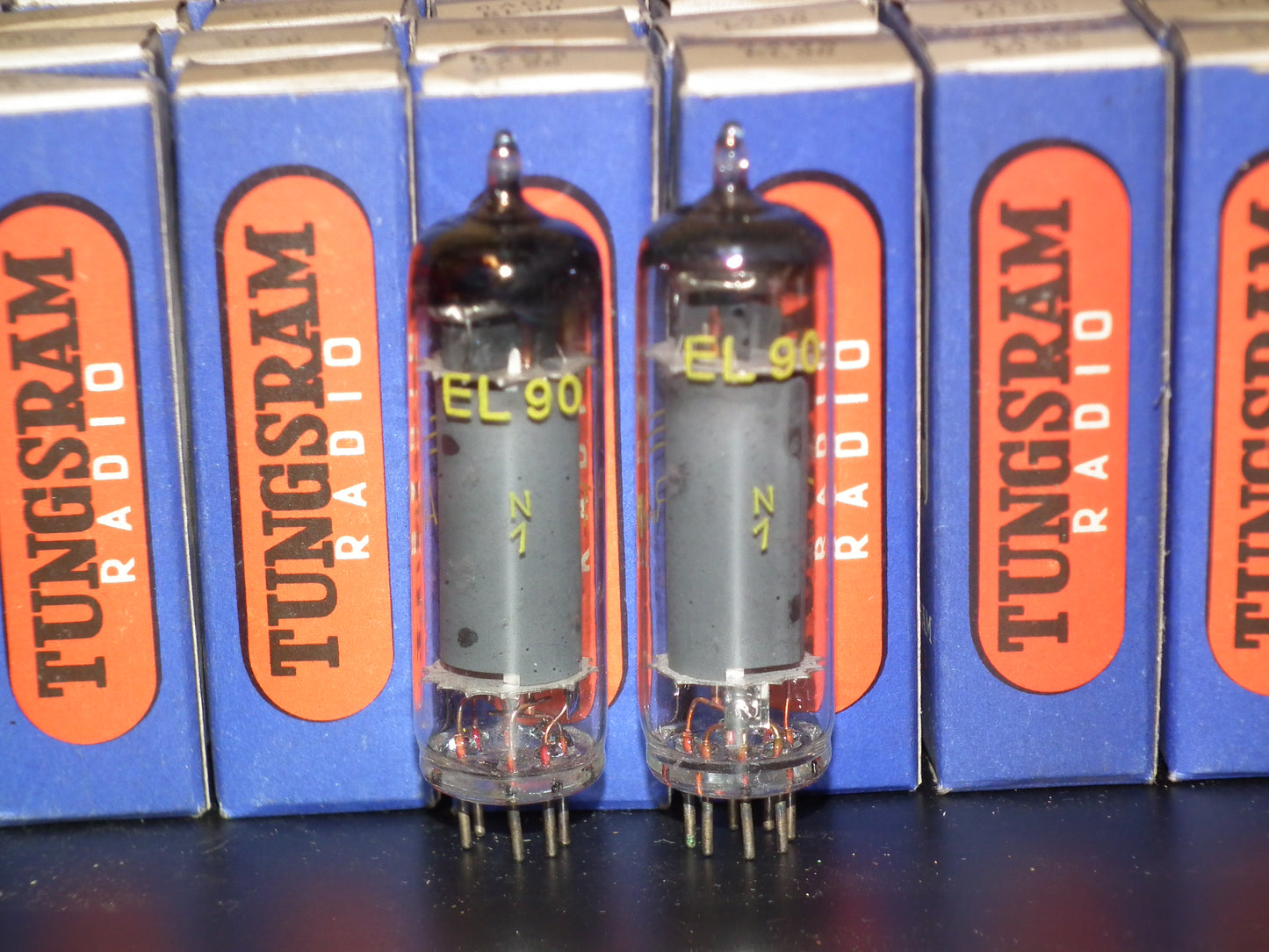 Platinum Matched Pair 6AQ5 Tungsram EL90 NOS NIB RARE Thick Ring Getter