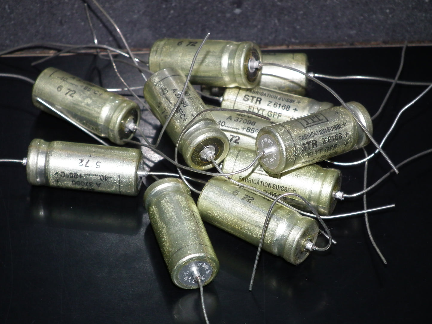 Two (2 pcs) Vintage NOS Capacitors ITT 100uF 40V SWISS MADE