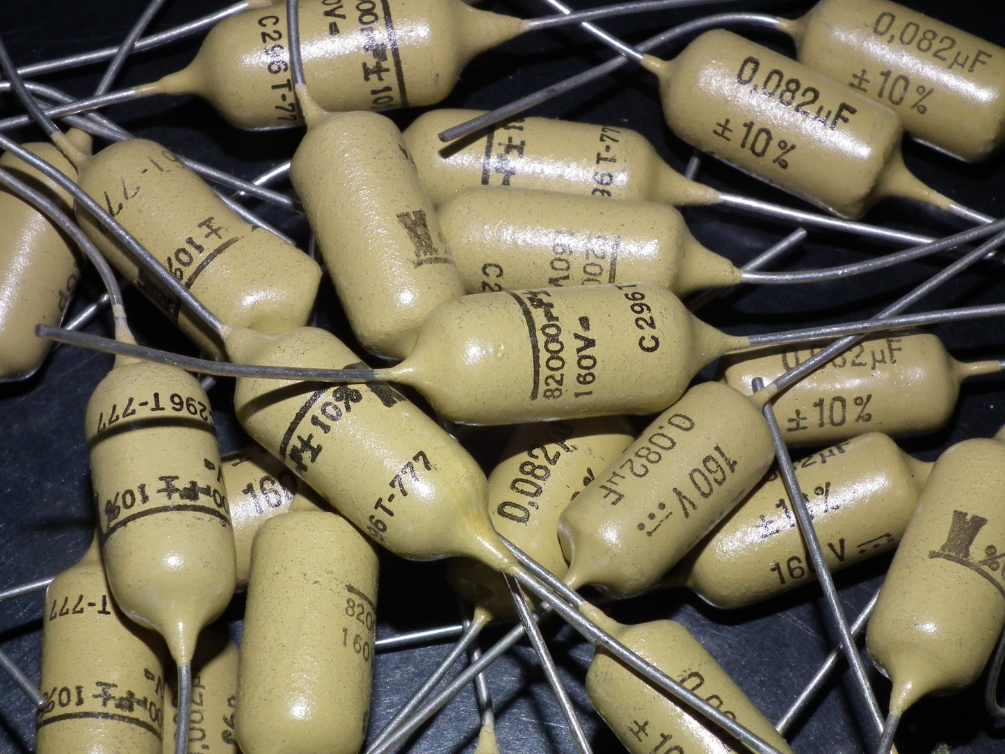 Vintage Mullard Mustard Capacitors 0.082uF 160V (82nF) Marshall,Fender(2 pcs)