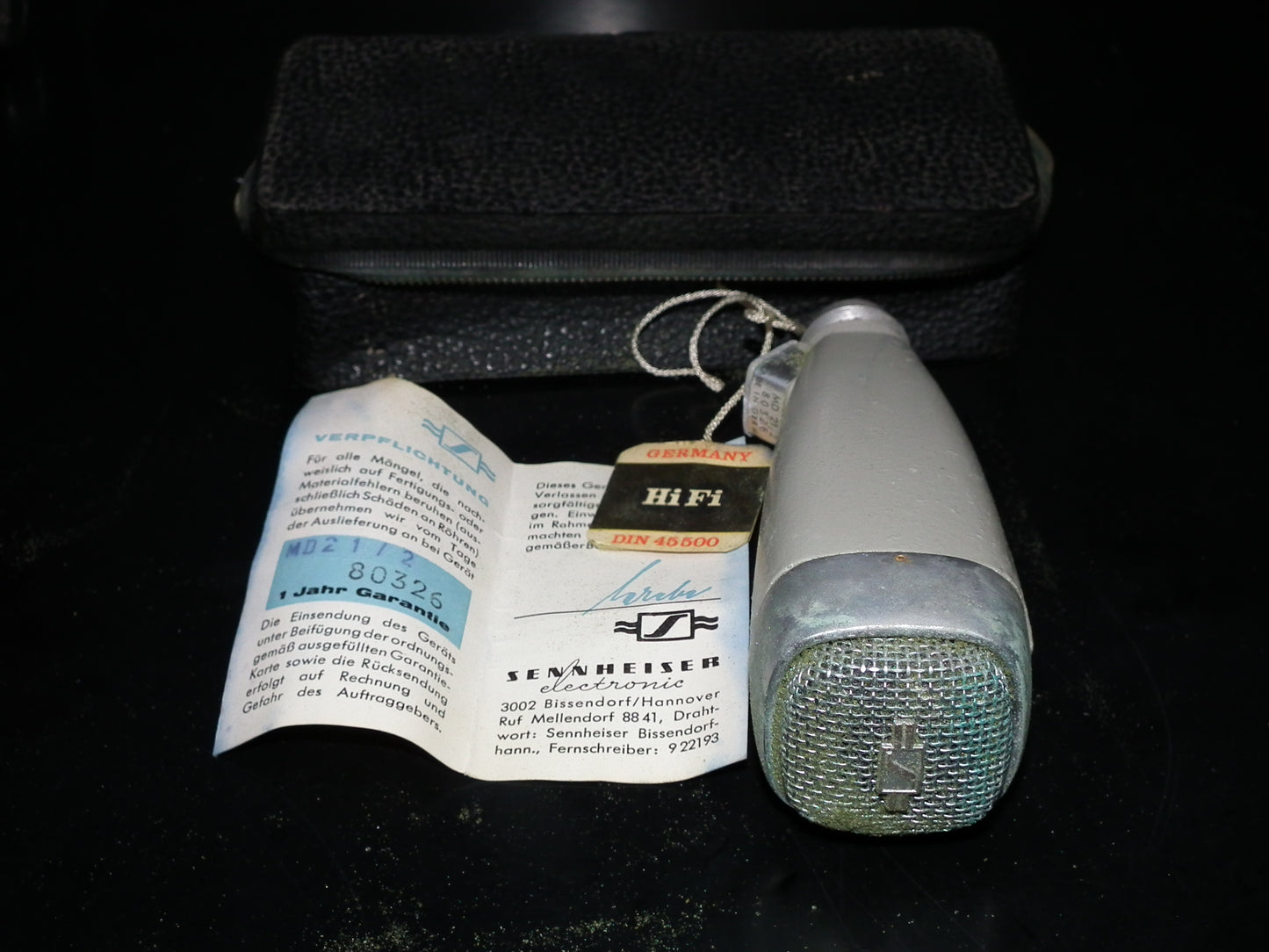 Vintage Sennheiser MD 21-2 Microphone in original bag (NOT TESTED, AS IS)