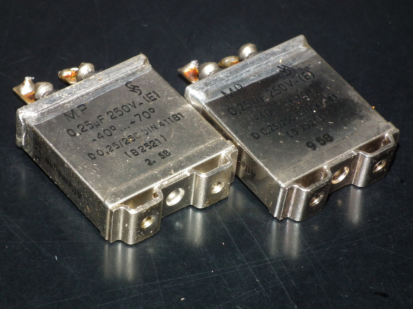 Siemens Klangfilm PIO capacitors 0.25uF 250V glass end seal two pcs (2)
