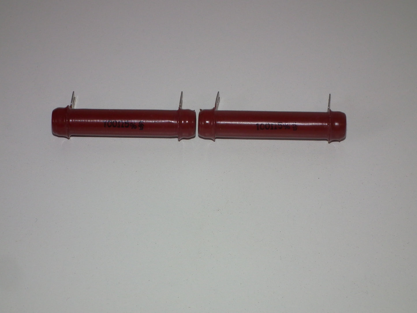 Two (2 pcs) Siemens Klangfilm NOS Red Glazed Resistors 100K Ohm 5W