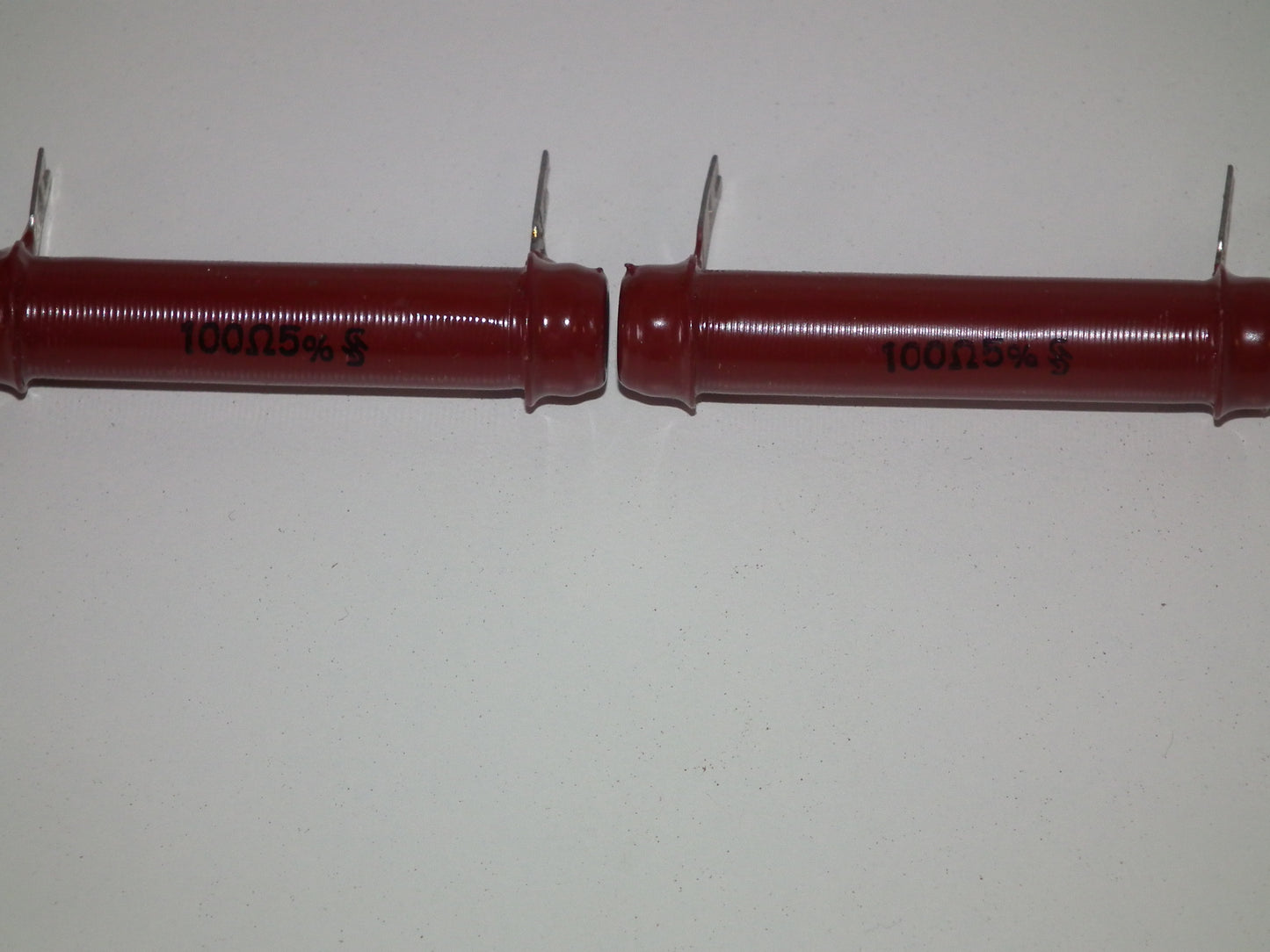 Two (2 pcs) Siemens Klangfilm NOS Red Glazed Resistors 100K Ohm 5W