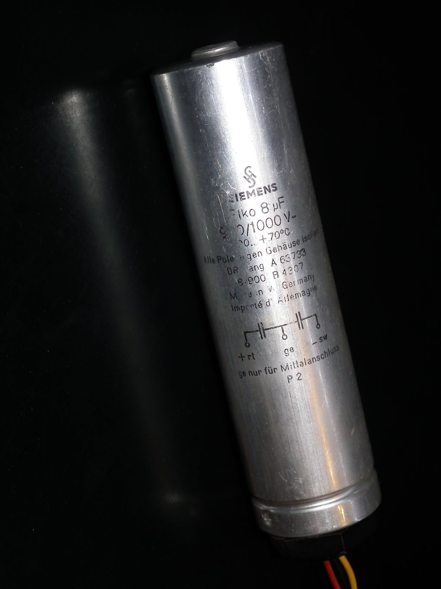 Siemens electrolytic capacitor 8uF / 1000V Klangfilm Used Tested