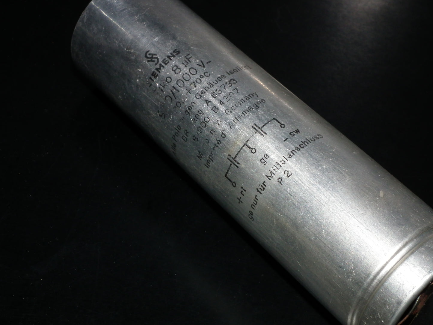 Siemens electrolytic capacitor 8uF / 1000V Klangfilm Used Tested