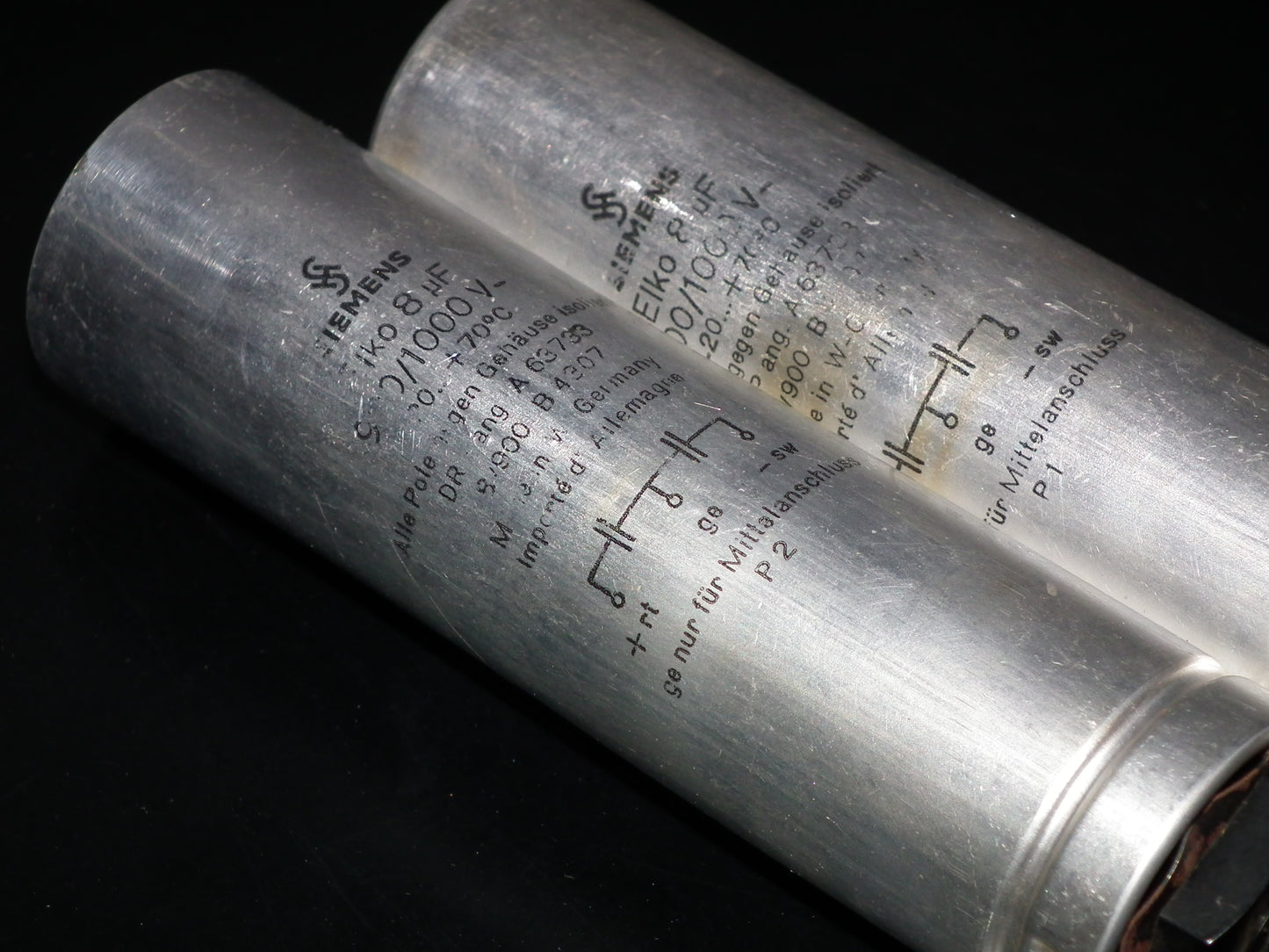 Siemens electrolytic capacitor 8uF / 1000V Klangfilm Used Tested