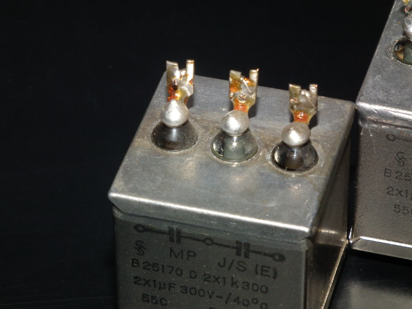 Two vintage Siemens PIO capacitors 2x1uF 300V Klangfilm - West Germany tube audio
