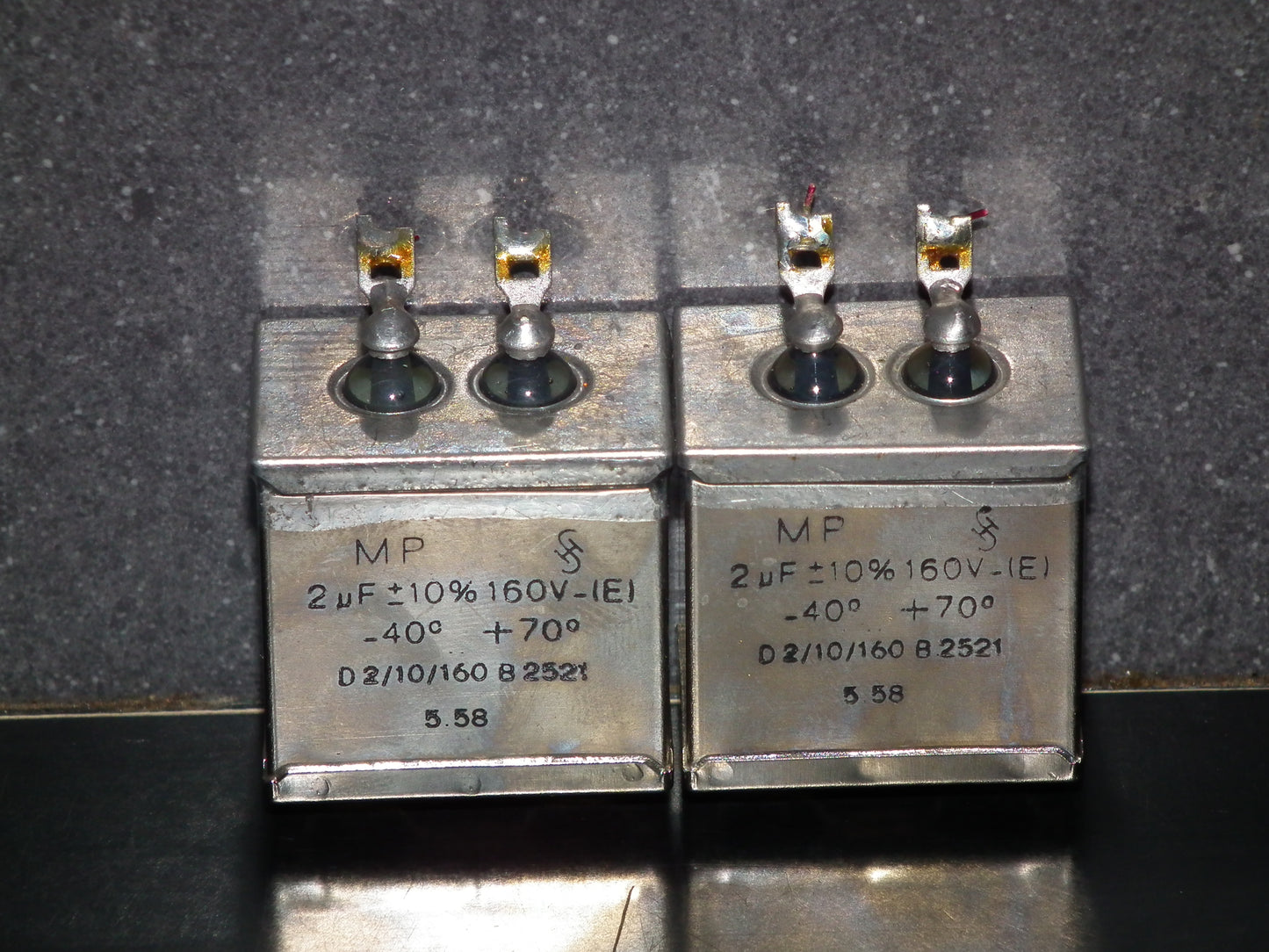 Two vintage Siemens PIO capacitors 2 uF / 160V Klangfilm tube audio 2mfd
