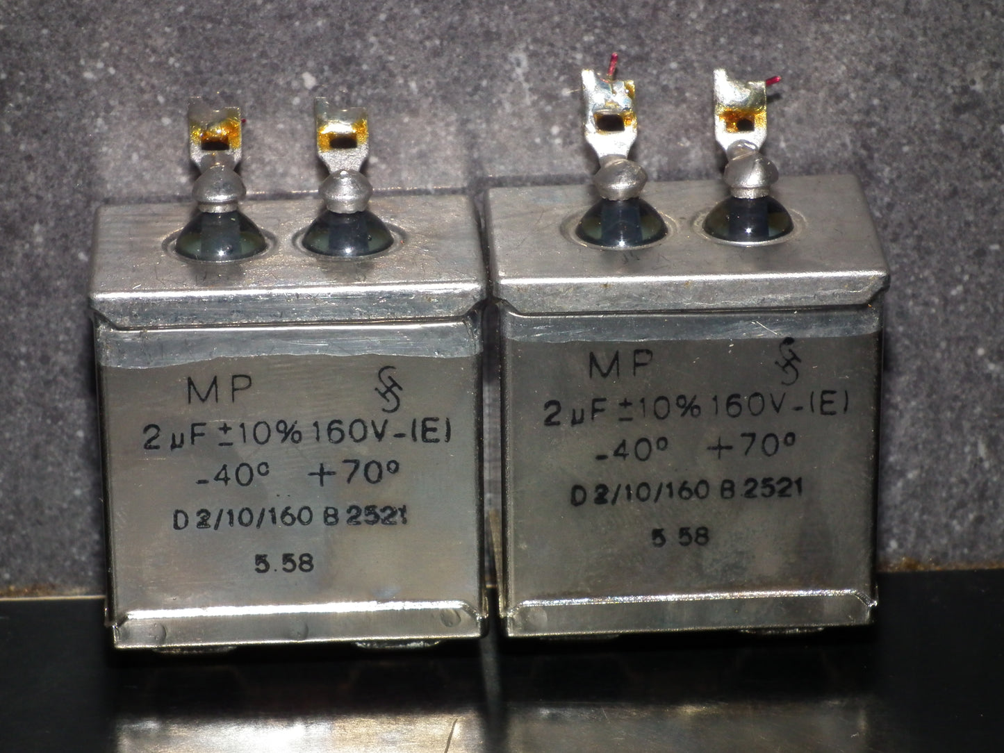 Two vintage Siemens PIO capacitors 2 uF / 160V Klangfilm tube audio 2mfd