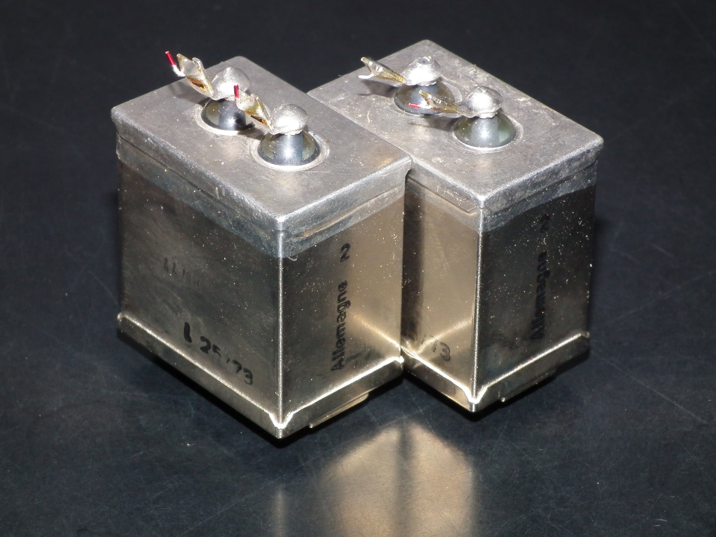Two vintage Siemens PIO capacitors 2 uF / 160V Klangfilm tube audio 2mfd