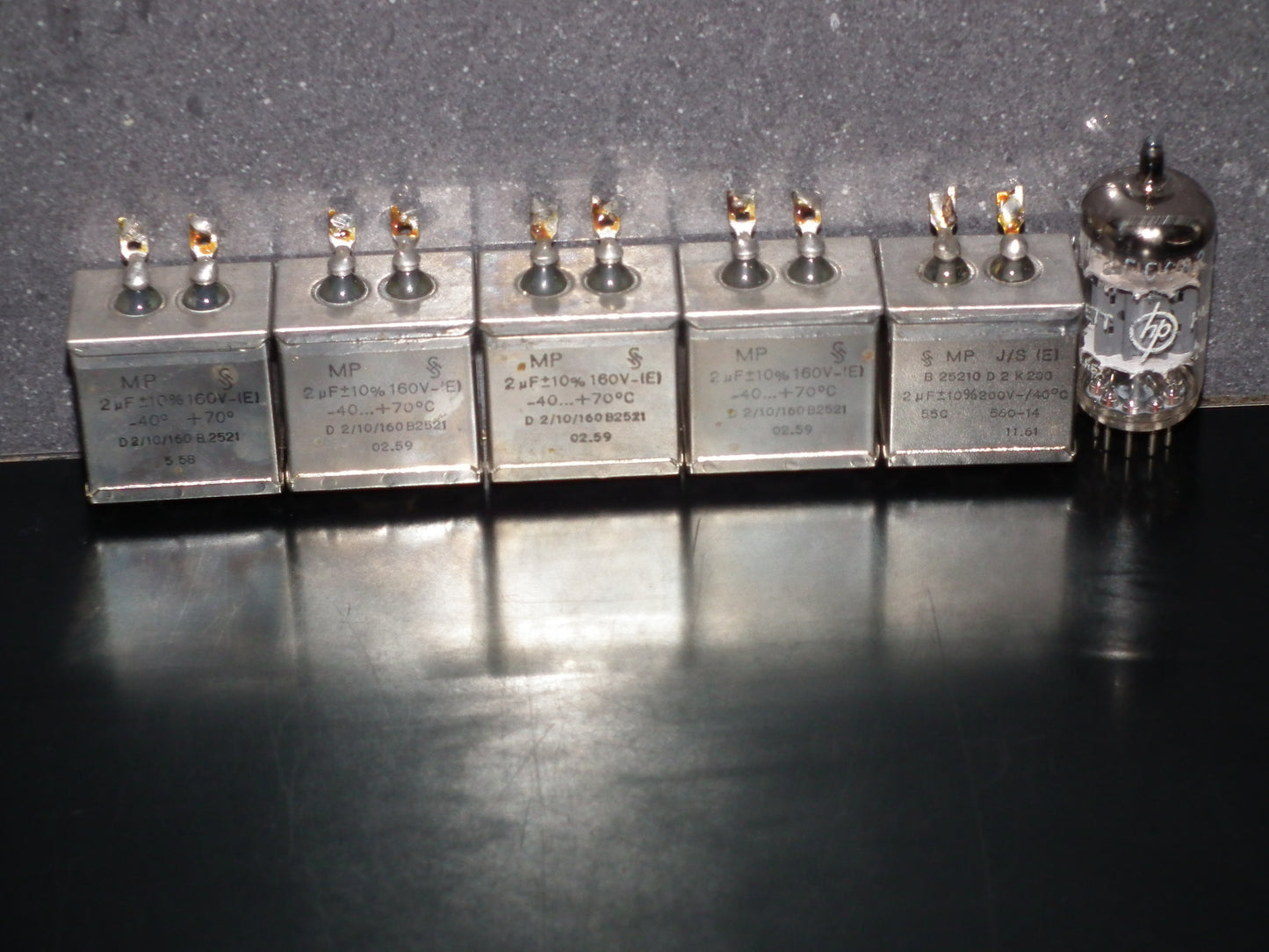 Two vintage Siemens PIO capacitors 2 uF / 160V Klangfilm tube audio 2mfd