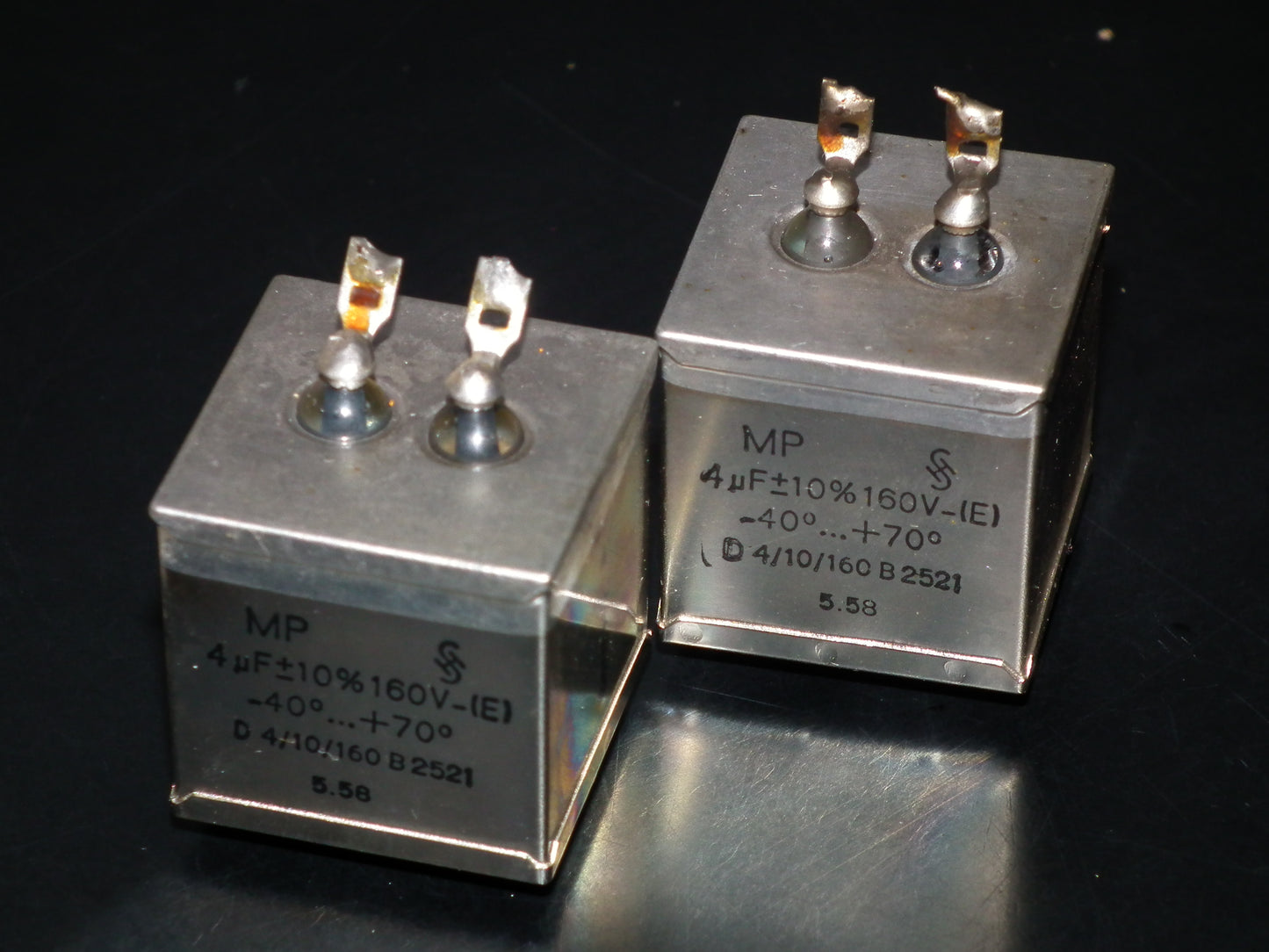 Siemens Klangfilm PIO capacitors 4uF 160V glass end seal two pcs (2)