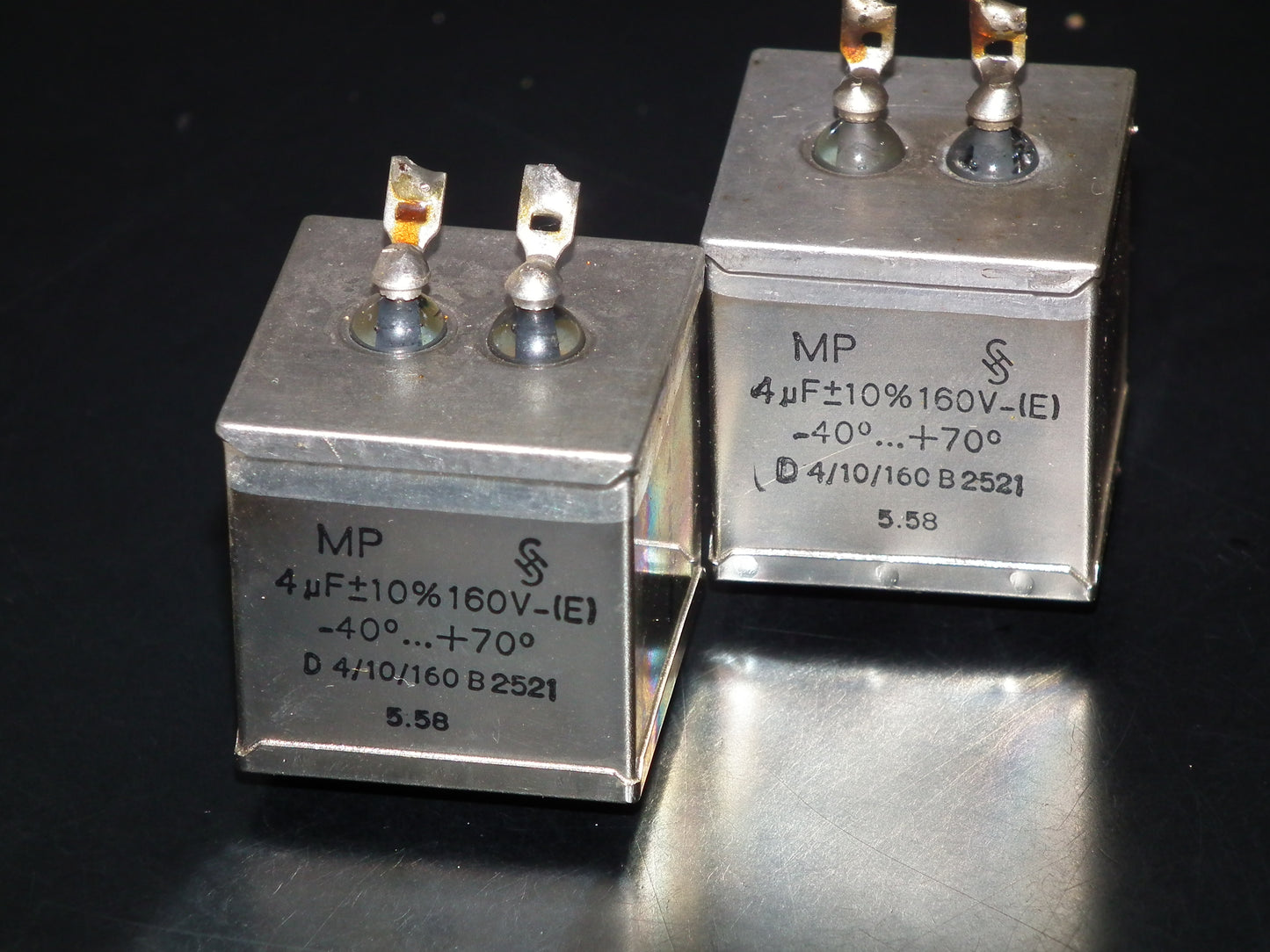 Siemens Klangfilm PIO capacitors 4uF 160V glass end seal two pcs (2)