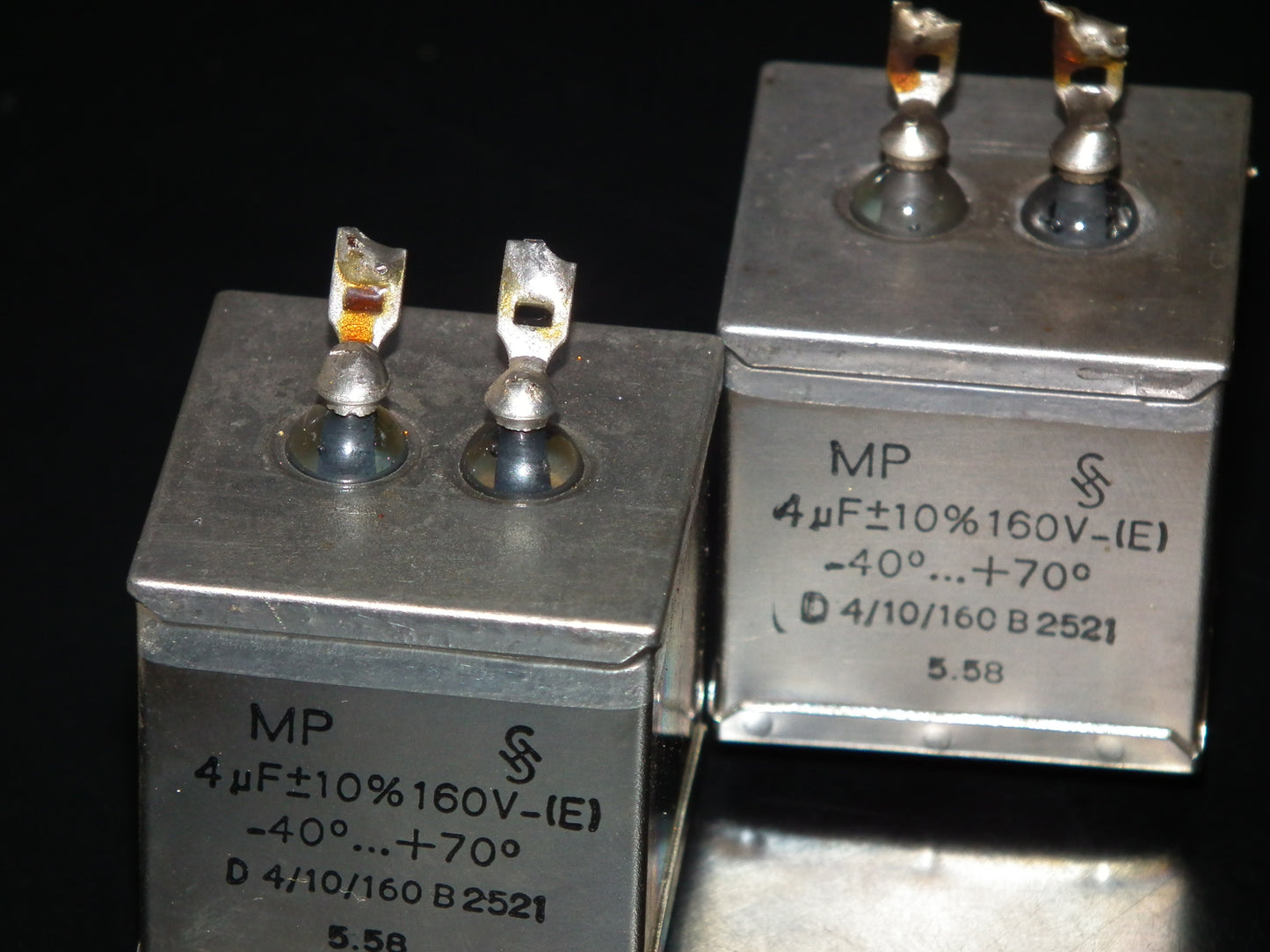 Siemens Klangfilm PIO capacitors 4uF 160V glass end seal two pcs (2)
