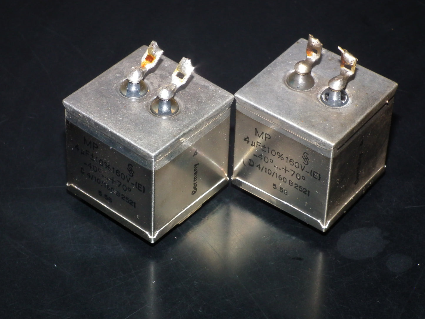 Siemens Klangfilm PIO capacitors 4uF 160V glass end seal two pcs (2)