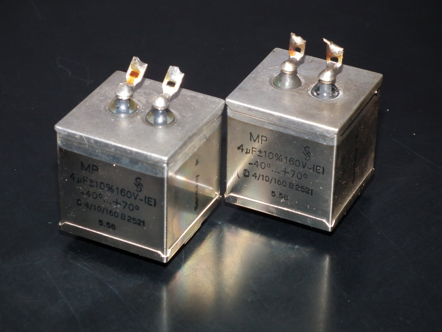 Siemens Klangfilm PIO capacitors 4uF 160V glass end seal two pcs (2)