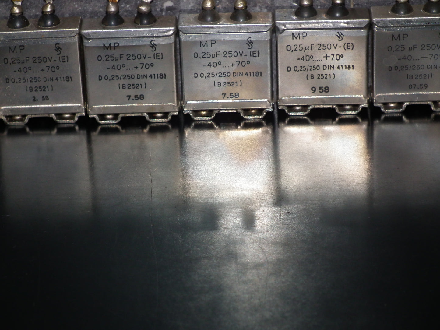 Siemens Klangfilm PIO capacitors 0.25uF 250V glass end seal two pcs (2)
