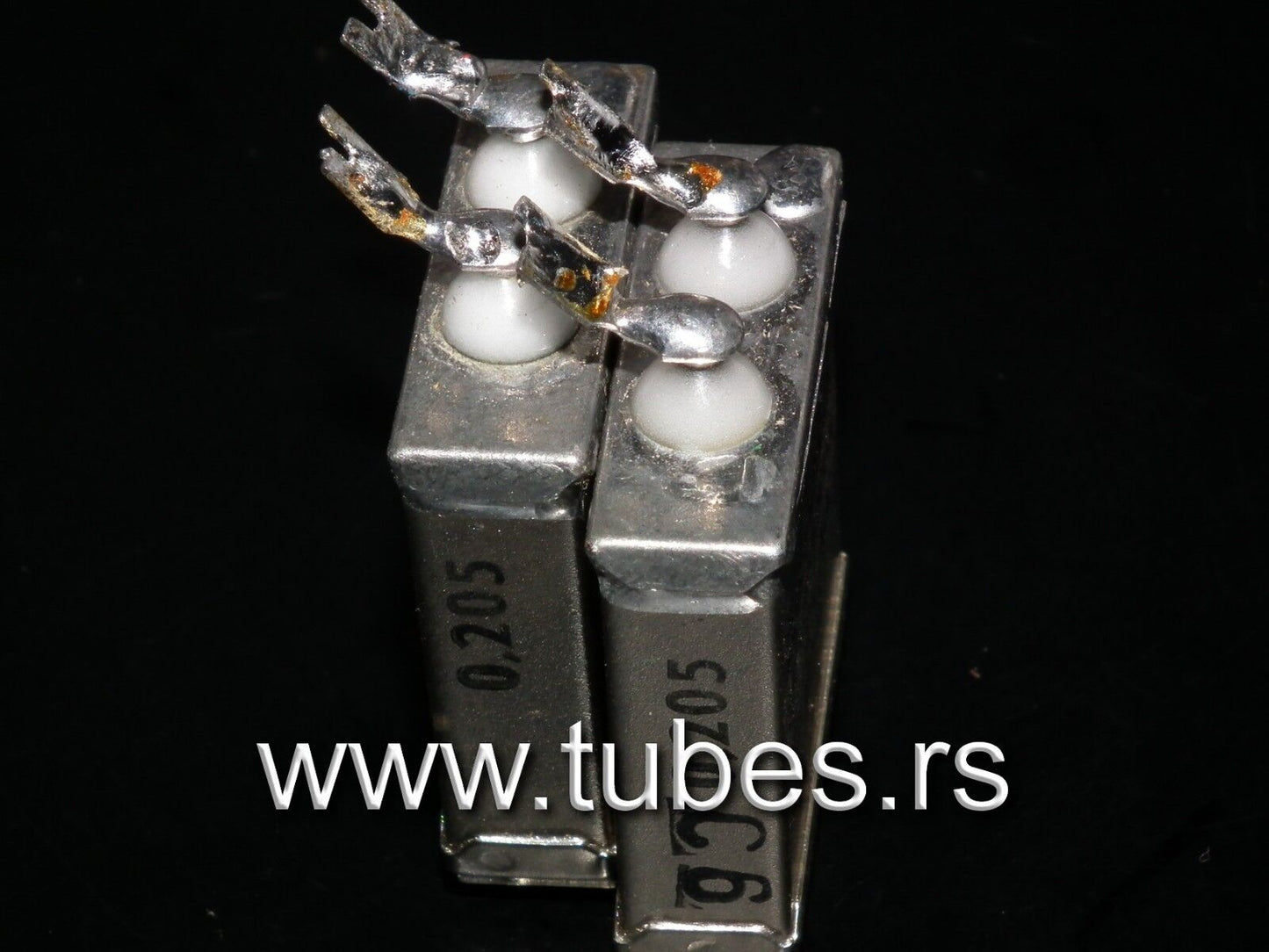 Two vintage Siemens PIO capacitors 0.205 uF / 50V Klangfilm tube audio