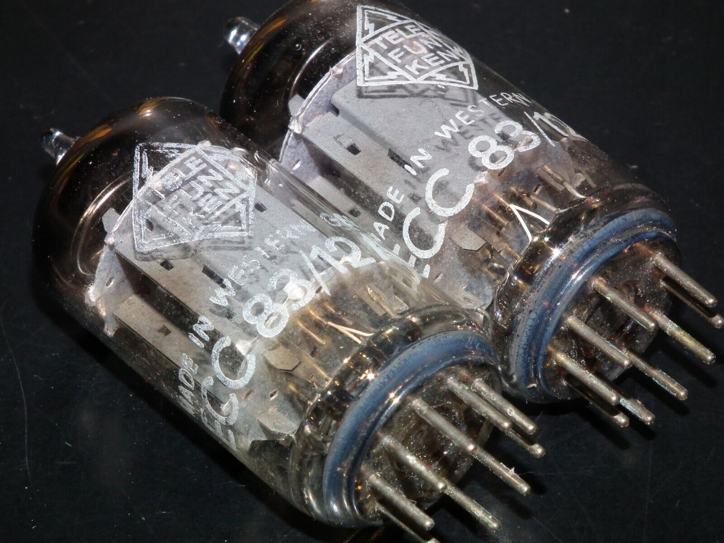 Matched Pair 12AX7 Telefunken ECC83 Tested 85/100% Smooth Anodes DB Berlin Codes