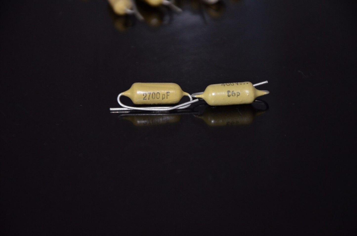 Two vintage Mullard Mustard Philips Capacitors 2700pF / 400V Marshall,Fender, ..