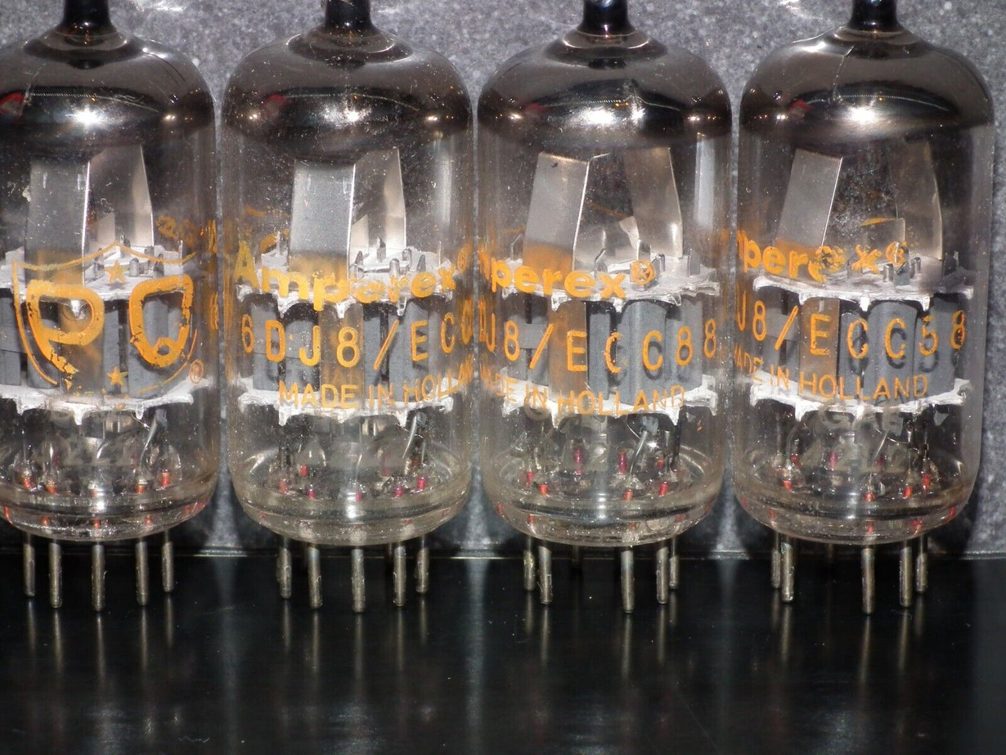 6DJ8 ECC88 Amperex Holland Matched Pair Used Tested 95% A Frame Getter