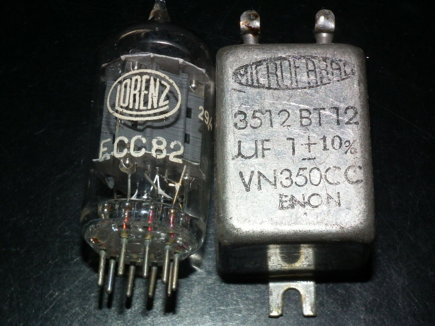 Two vintage PIO capacitors 1uF 350V MICROFARAD perfect for tube audio glass end