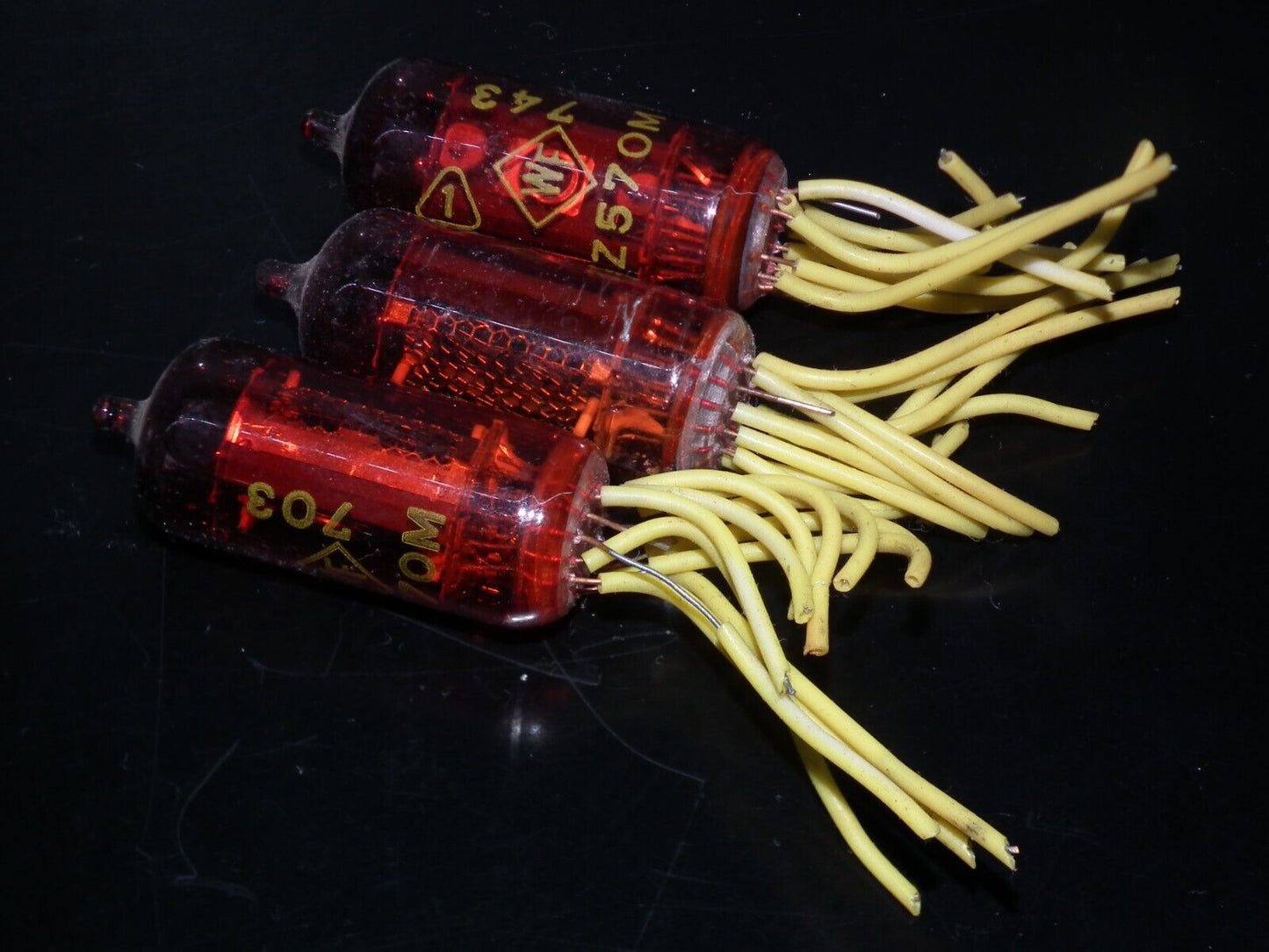 LOT OF 3 Z570M RFT Red Nixie tubes. AS IS!